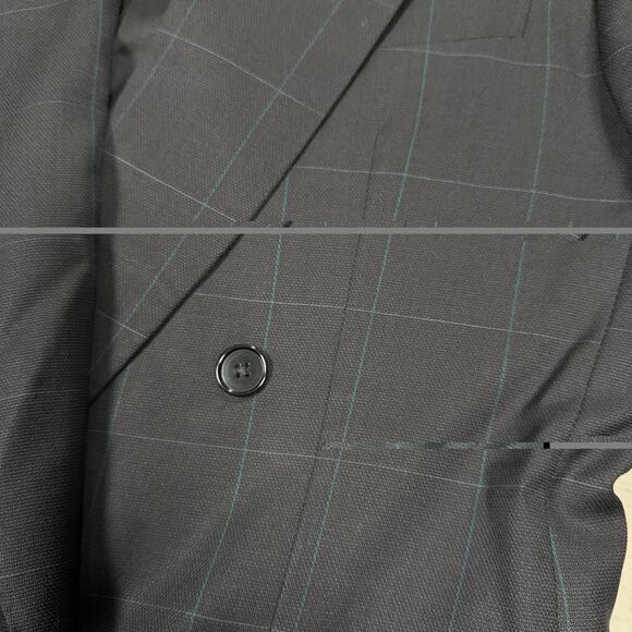 VTG Ermenegildo Zegna Wool Windowpane Double Breasted Suit Jacket Blazer 40R - Picture 2 of 12